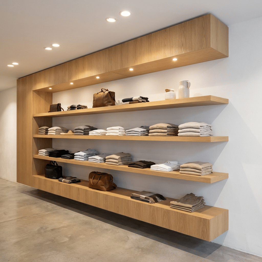 Klamottenregal foliert in Holzoptik