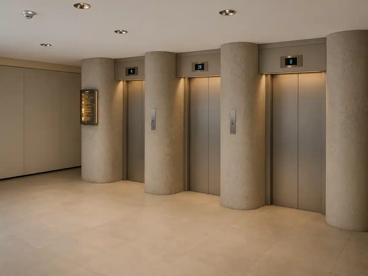 Erneuerte Aufzugstüren im Hotelflur